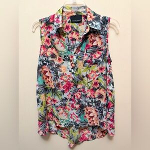 CYNTHIA ROWLEY Floral Sleeveless Blouse
